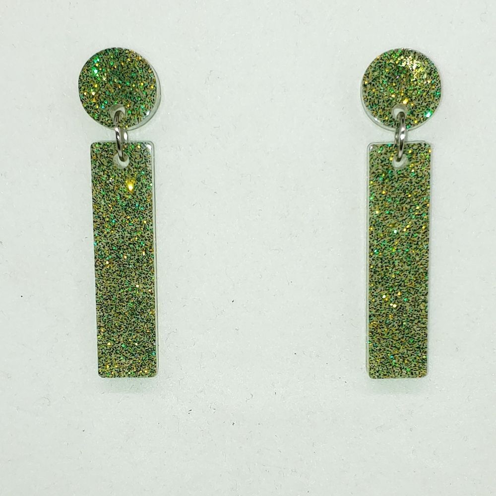 Earrings Rectangle Glitter Studs